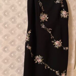 Dress Barn Black Maxi with Pink Floral Accents